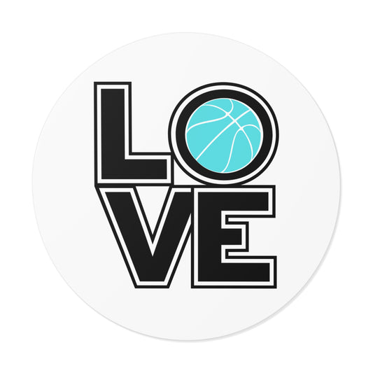 Basketball Love Round Vinyl Stickers