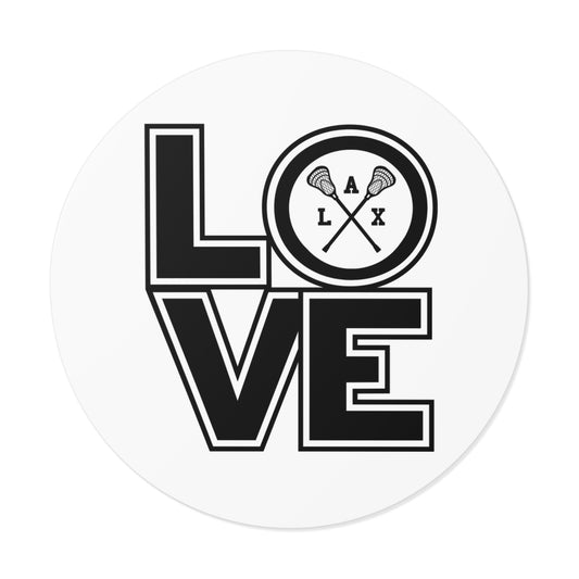 Lacrosse Love Round Vinyl Stickers