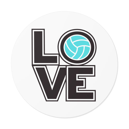 Volleyball Love Round Vinyl Stickers